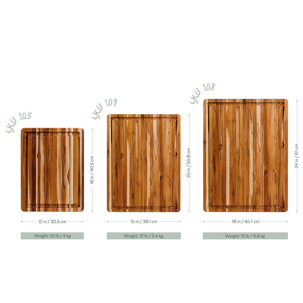 TeakHaus Traditional Carving Board with Juice Canal - 20" x 15"