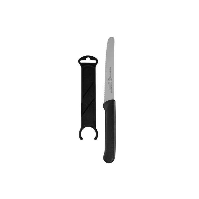 Petite Messer Black Serrated Tomato Knife with Sheath - 4.5" - Messermeister