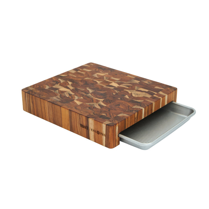 TeakHaus Prep to Pan End Grain Cutting Board - 13" x 11.4"