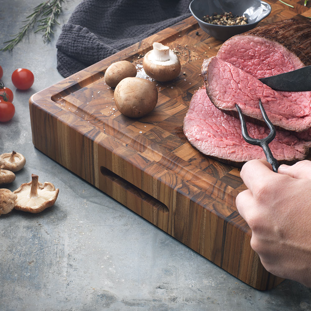 TeakHaus Butcher Block Carving Board with Juice Canal - 20" x 14"
