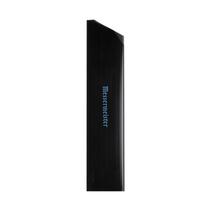 8 Inch Chef's Edge-Guard -  black with blue writing "Messermeister" on a plain background