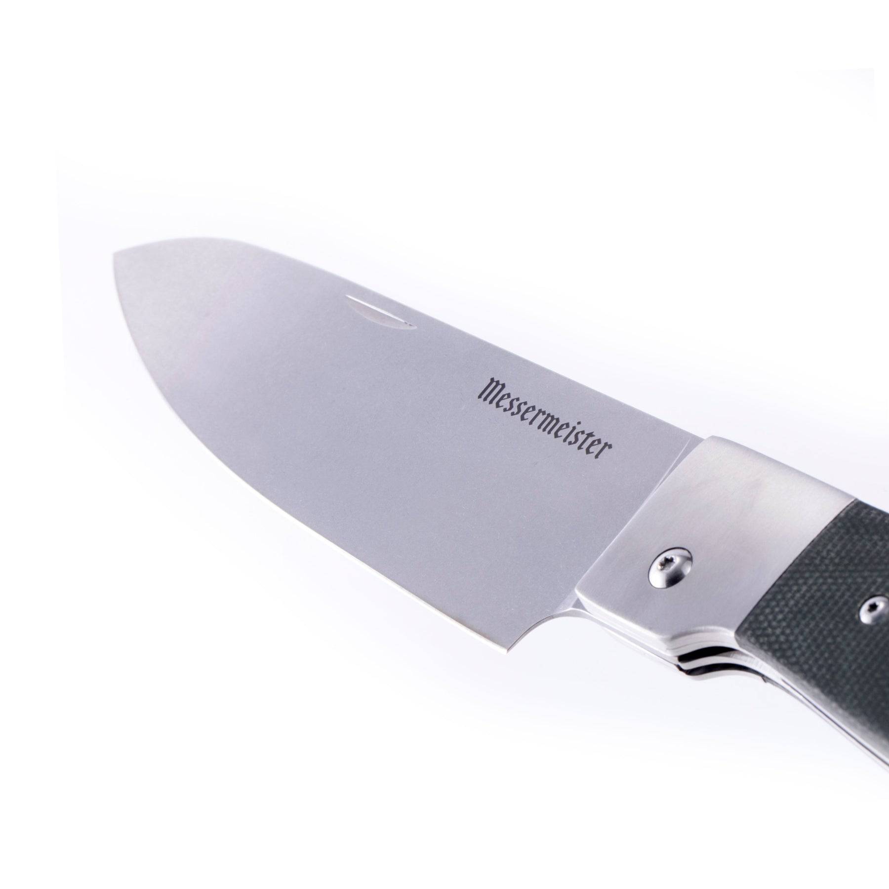 Messermeister Adventure Chef Linen Folding Chef's Knife - 6" - Made in China - Distressed Linen Micarta Handle - X50 Steel