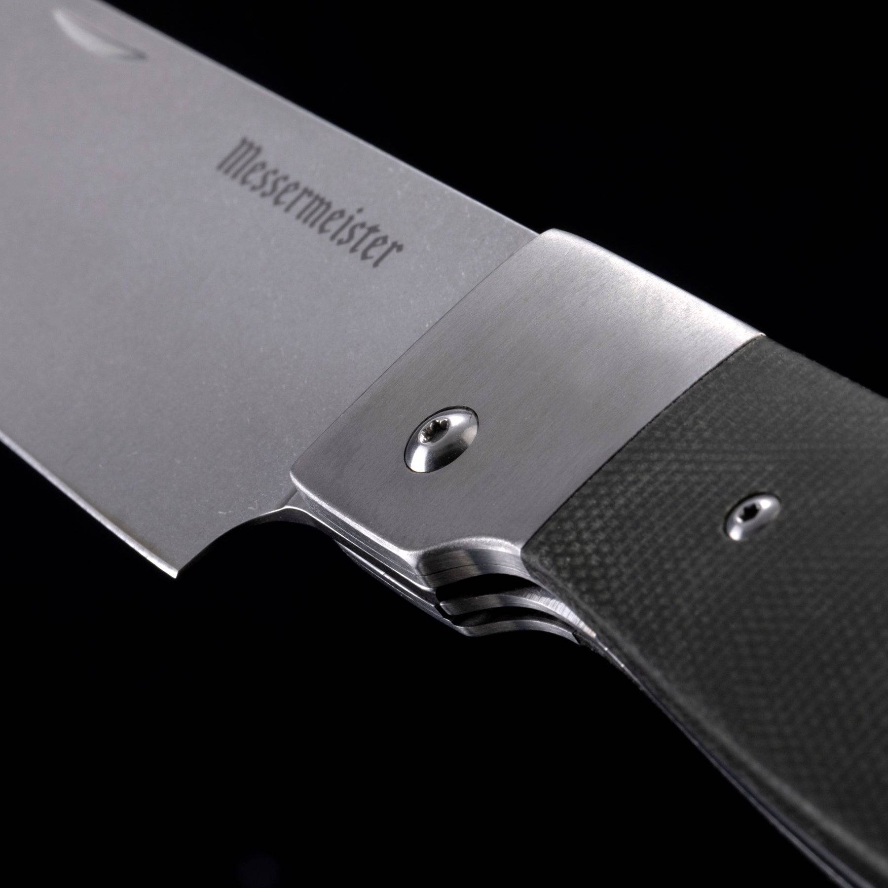 Messermeister Adventure Chef Linen Folding Chef's Knife - 6" - Made in China - Distressed Linen Micarta Handle - X50 Steel