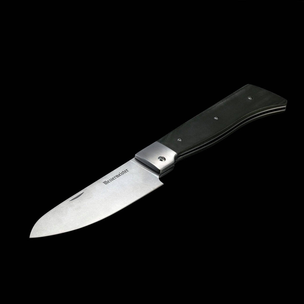Messermeister Adventure Chef Linen Folding Chef's Knife - 6" - Made in China - Distressed Linen Micarta Handle - X50 Steel