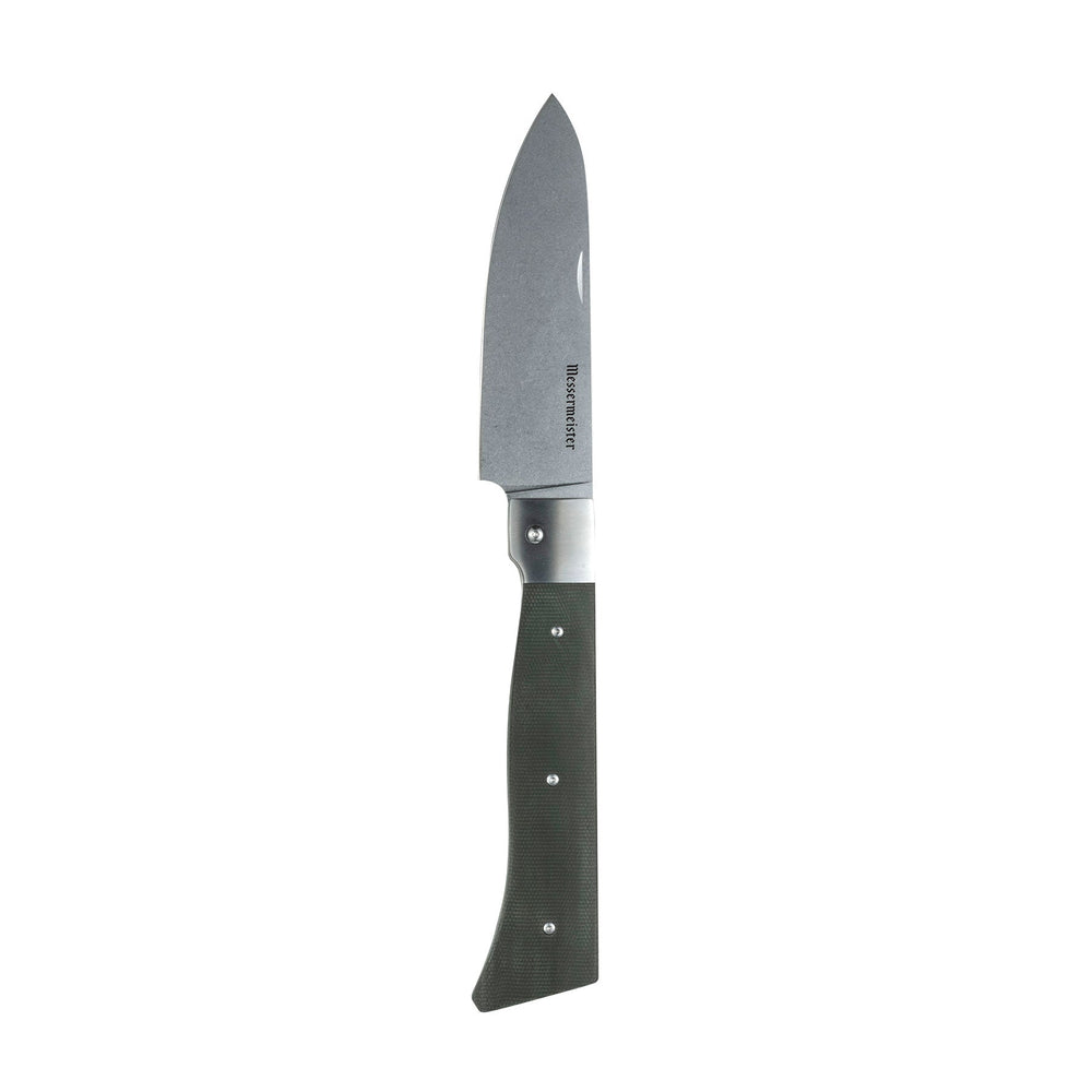 Messermeister Adventure Chef Linen Folding Chef's Knife - 6" - Made in China - Distressed Linen Micarta Handle - X50 Steel