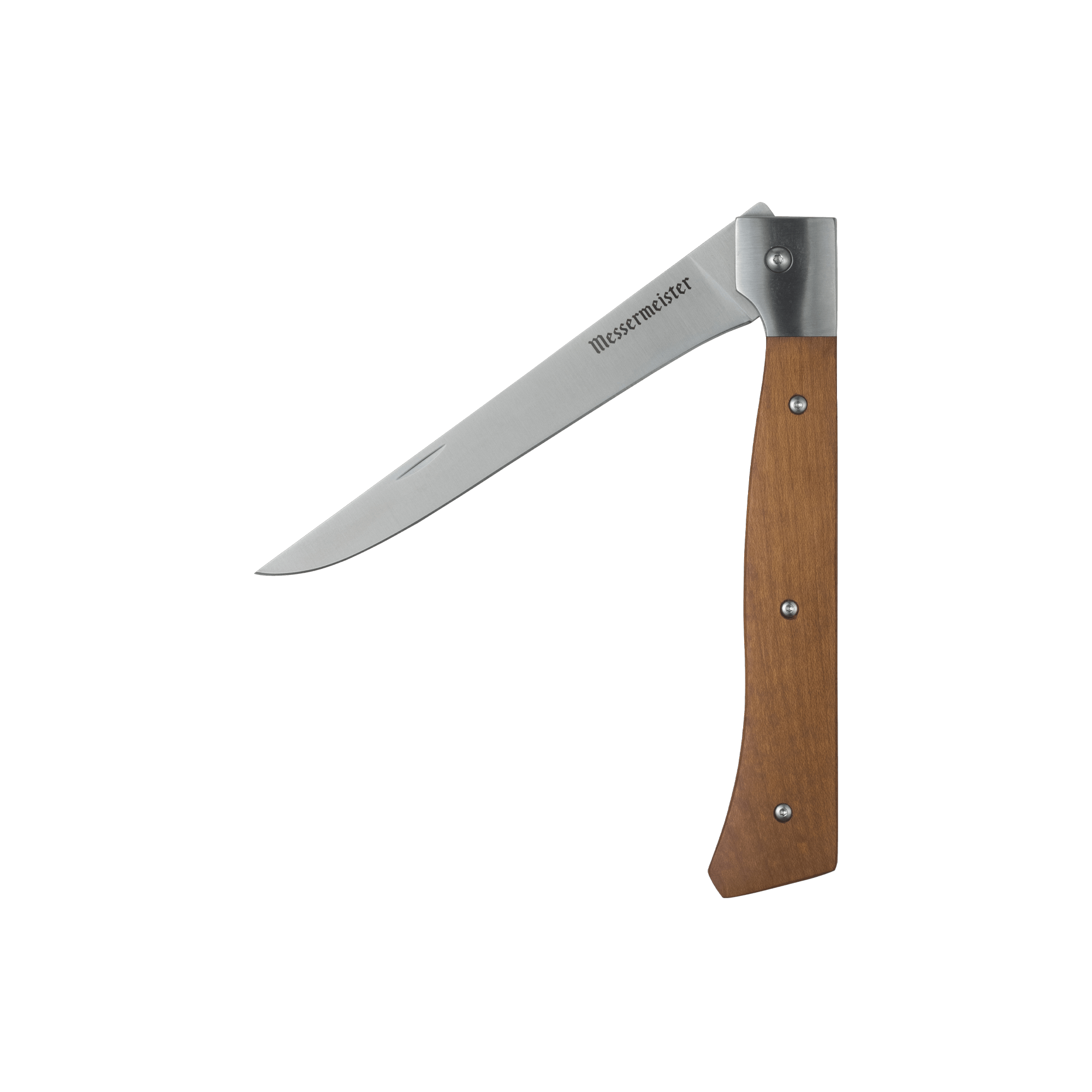 Messermeister Adventure Chef 6 inch maple folding flexible fillet knife for outdoor cooking and fishing.