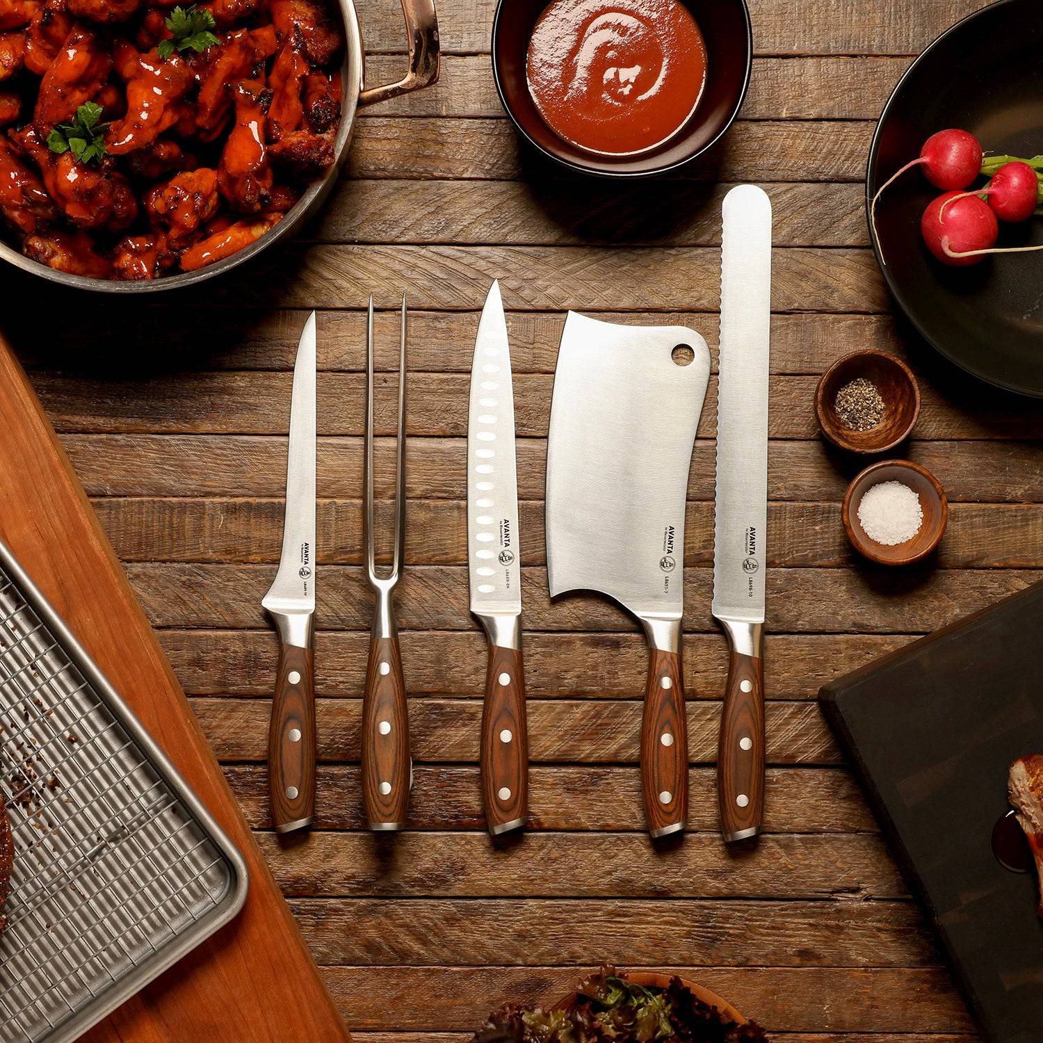 Avanta Pakkawood 6 Piece Pro BBQ Knife Set - Messermeister