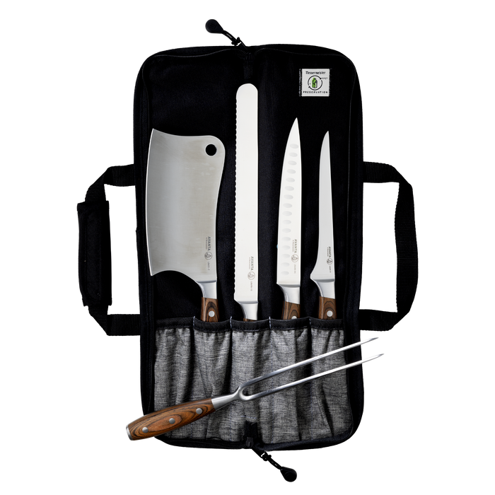 Messermeister Avanta Forged Pro BBQ Knife Set - 6 Piece - Made in China - 
Brazilian Brown Pakkawood Handle - X50 Steel