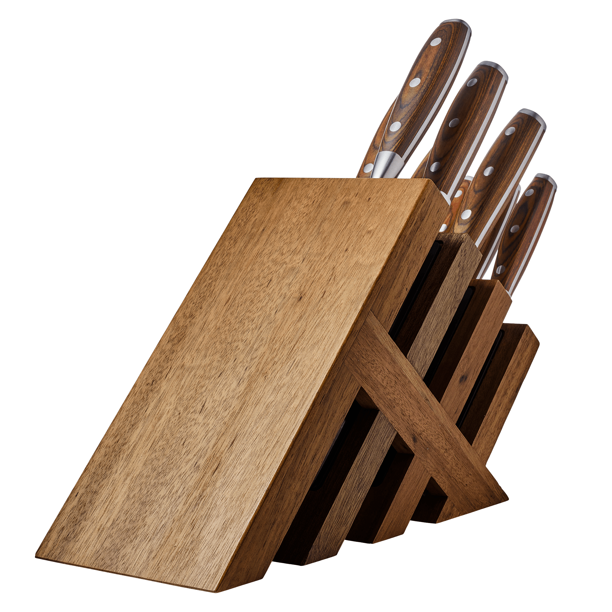 Messermeister Avanta Pakkawood 10 Piece Knife Block Set - Made in China - Brazilian Brown Pakkawood Handle - X50 Steel