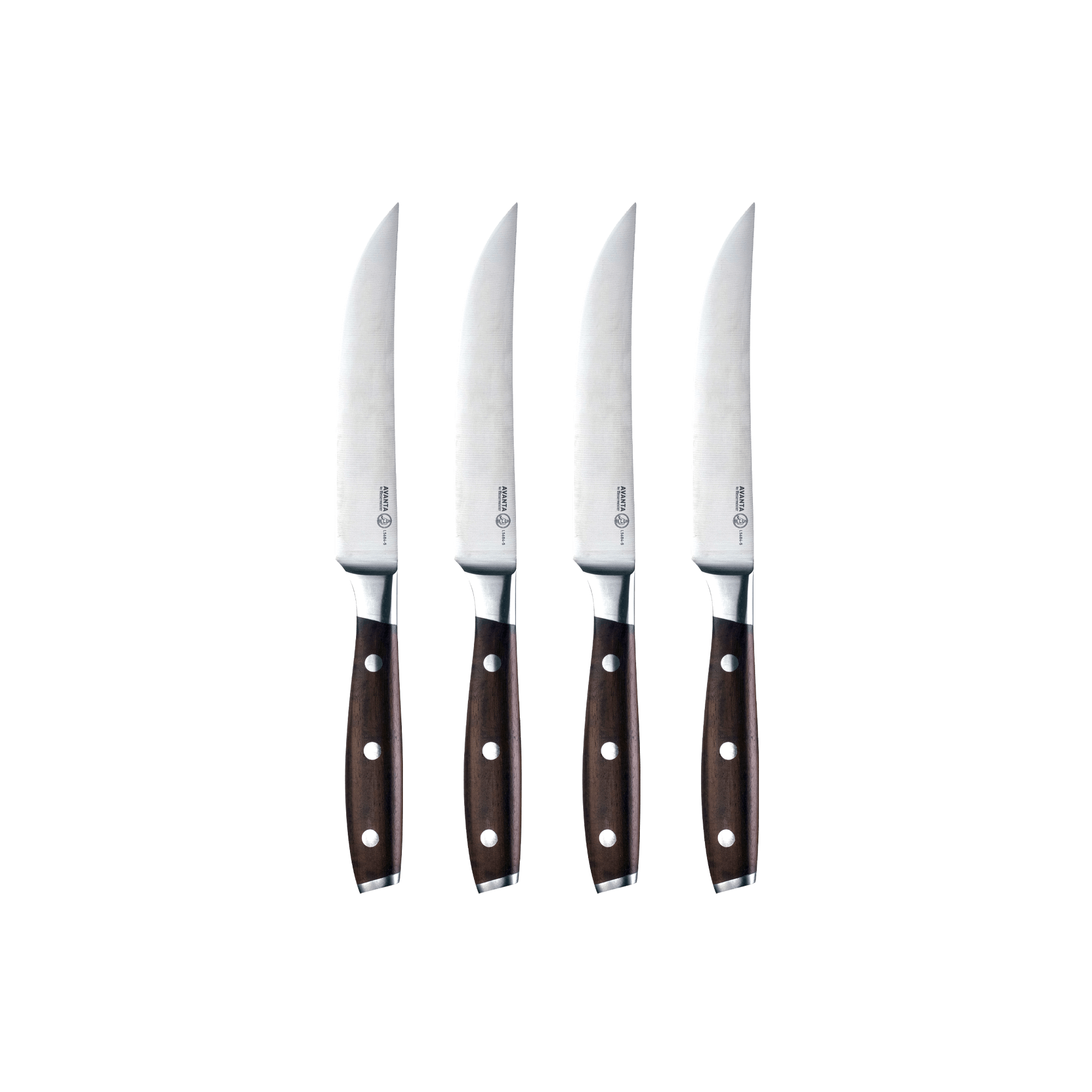 Messermeister Avanta Smoked Teak 4 Piece Steak Knife Set - Made in China - Smoked Teak Handle - X50 Steel