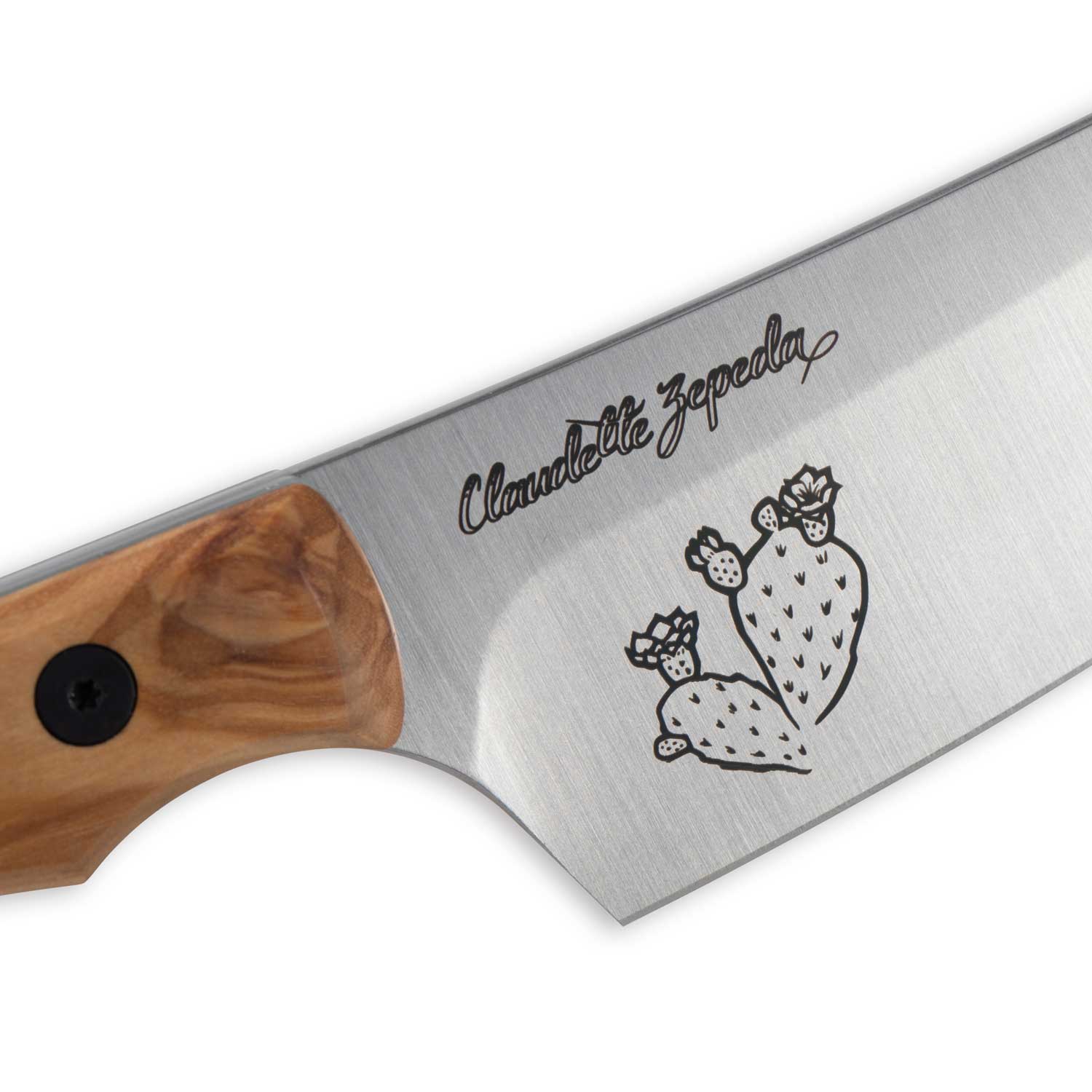 Messermeister Chef Claudette Zepeda Limited Edition Chef's Knife - 7" - Made in Italy - Mediterranean Olive Wood with Jade G10 Liner Handle - Nitro-B Steel