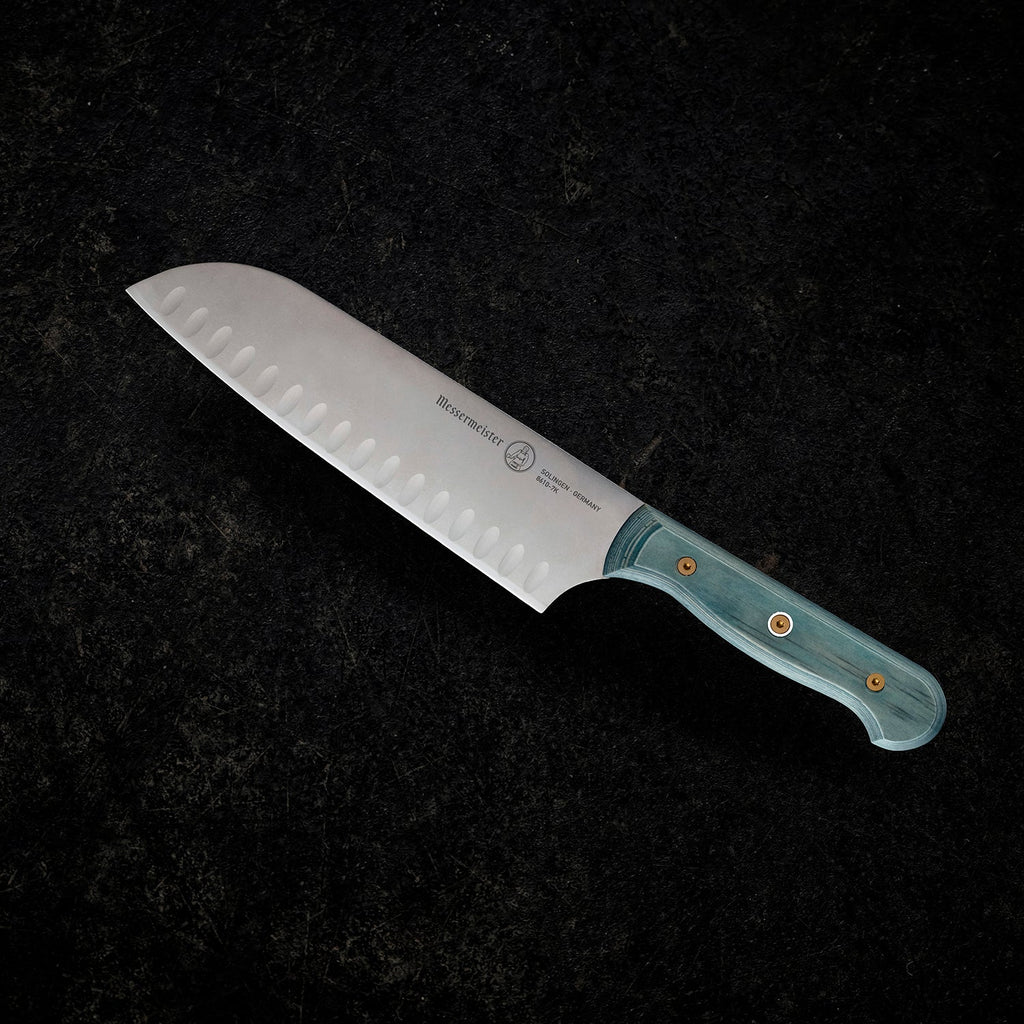 Custom Indigo Blue 7 Inch Kullens Santoku Knife