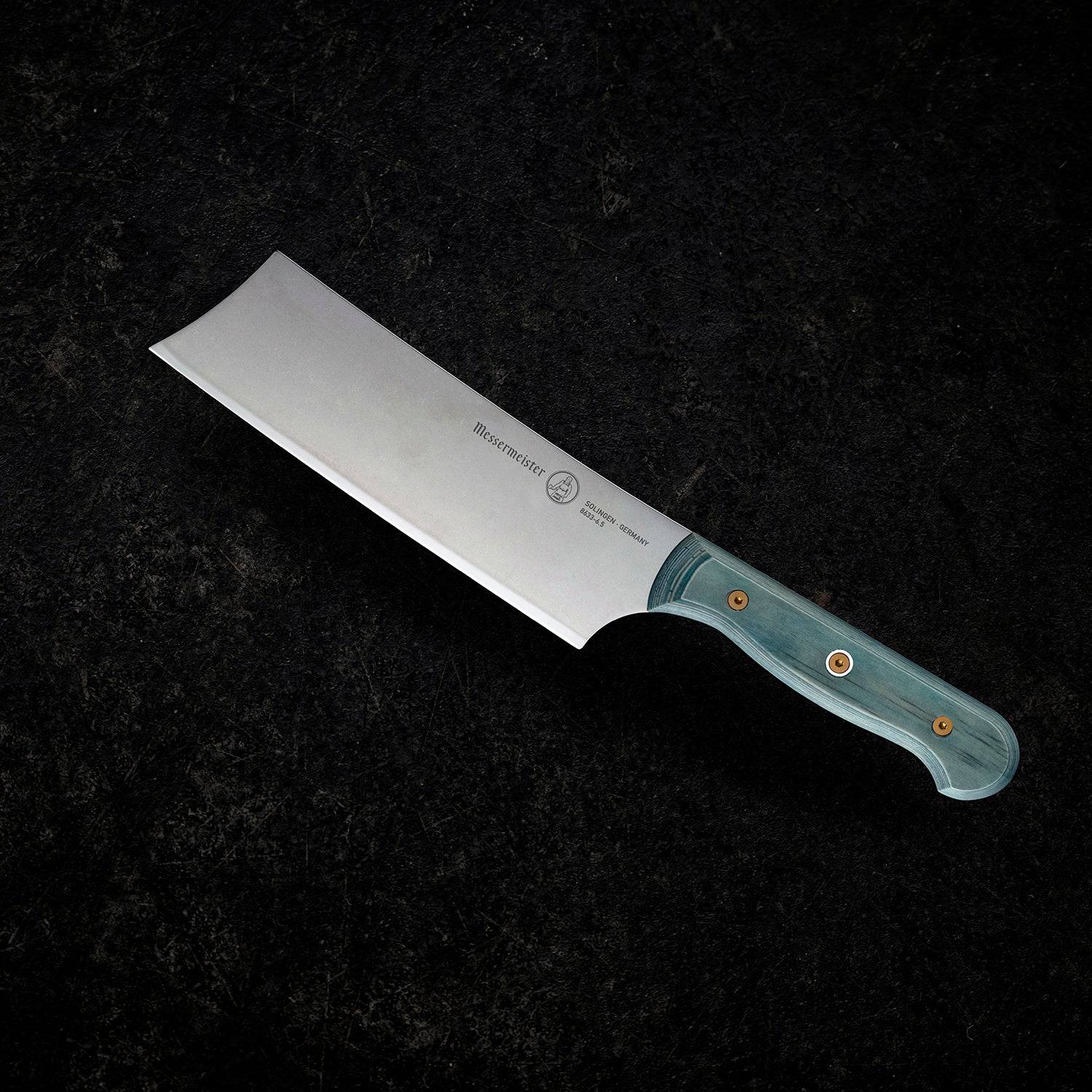 Custom Blue Nakiri Knife - 6.5" - Messermeister