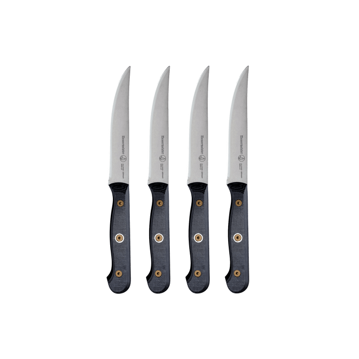 Messermeister Custom Steak Knife Set - 4 Piece - 5" - Made in Germany - Linen Micarta Handle - Thyssen-Krupp 1.4116 Steel