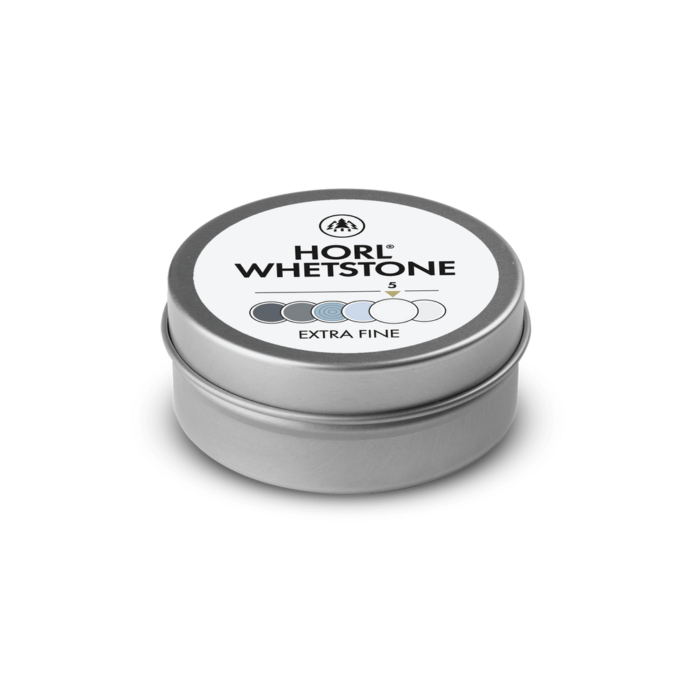 Metal tin labeled 'Horl Whetstone' extra fine grit