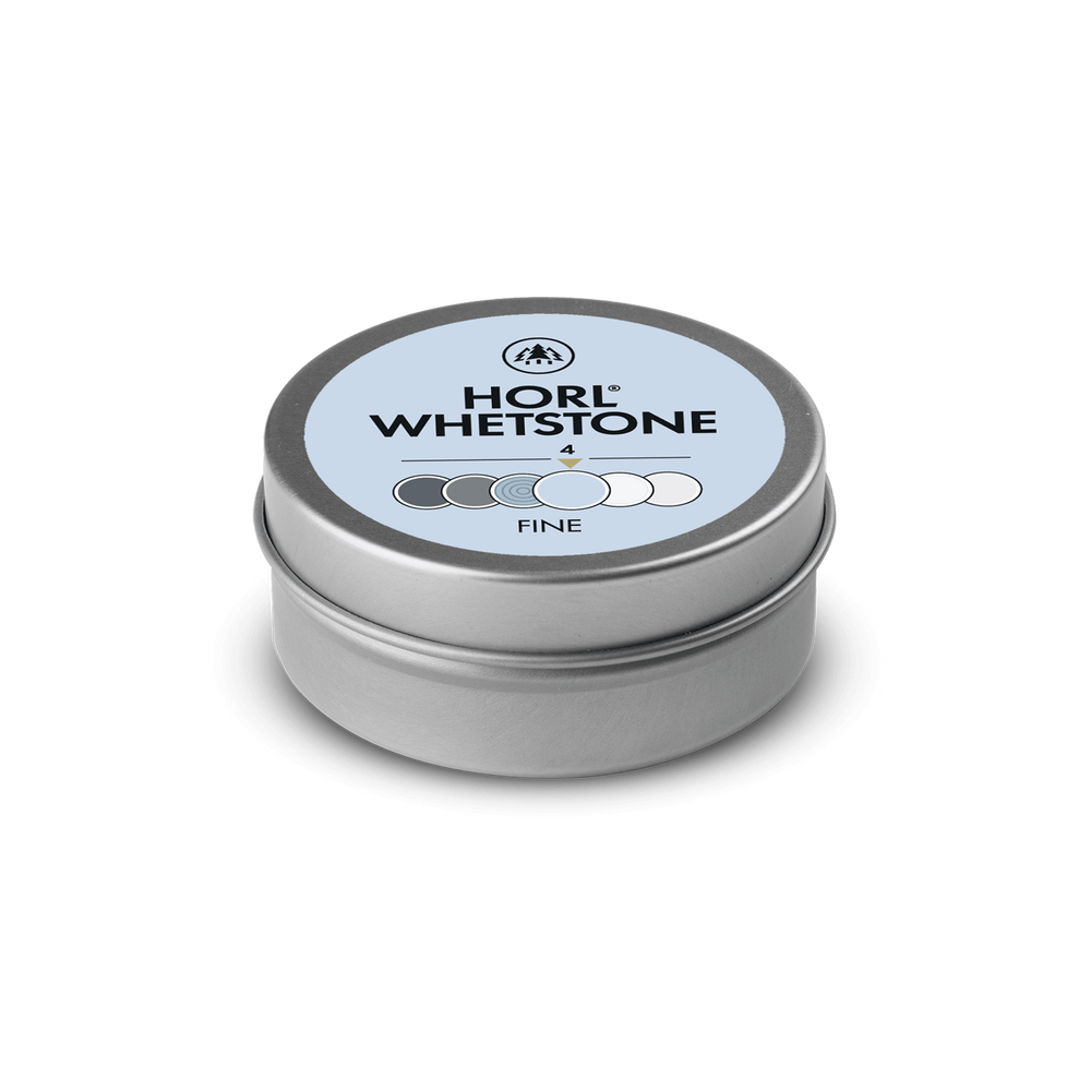 Metal tin labeled 'Horl Whetstone' fine grit