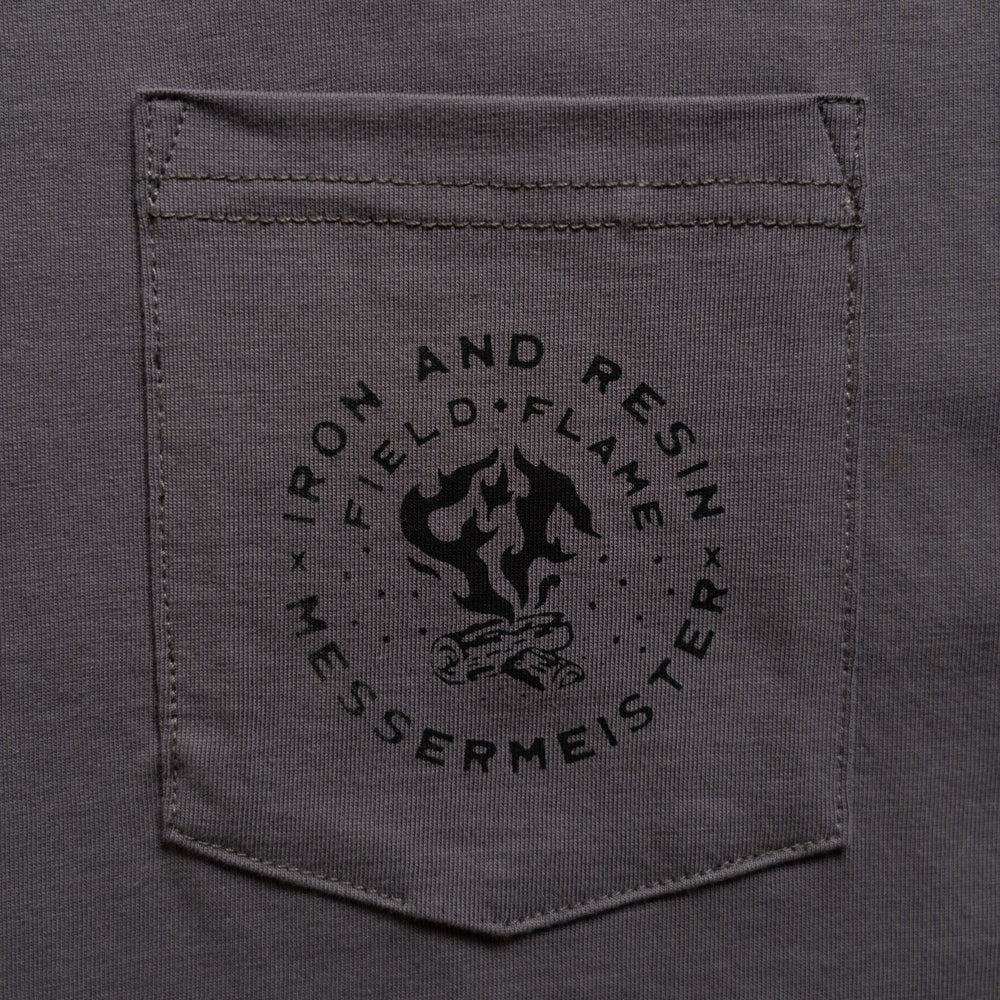 close up on inr x messermeister field and flame logo on the pocket