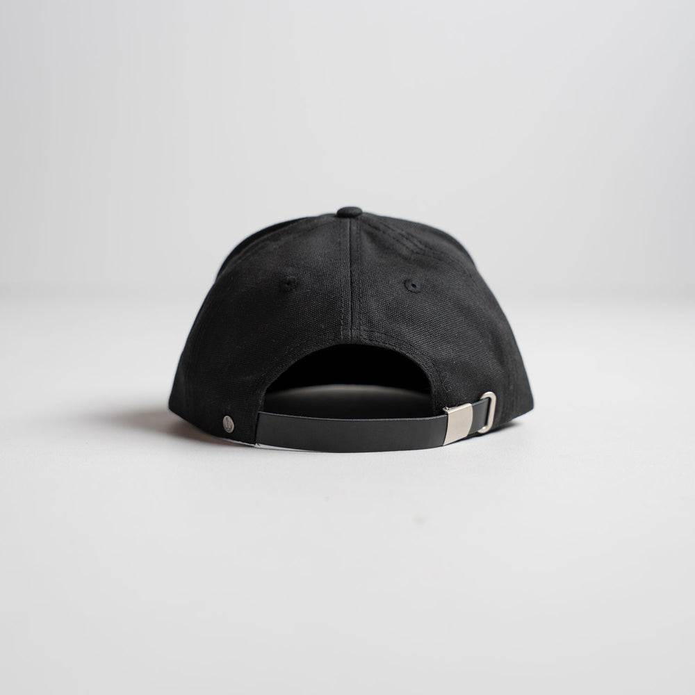 Messermeister x INR Hat - Black - Durable Waxed Canvas, back of hat