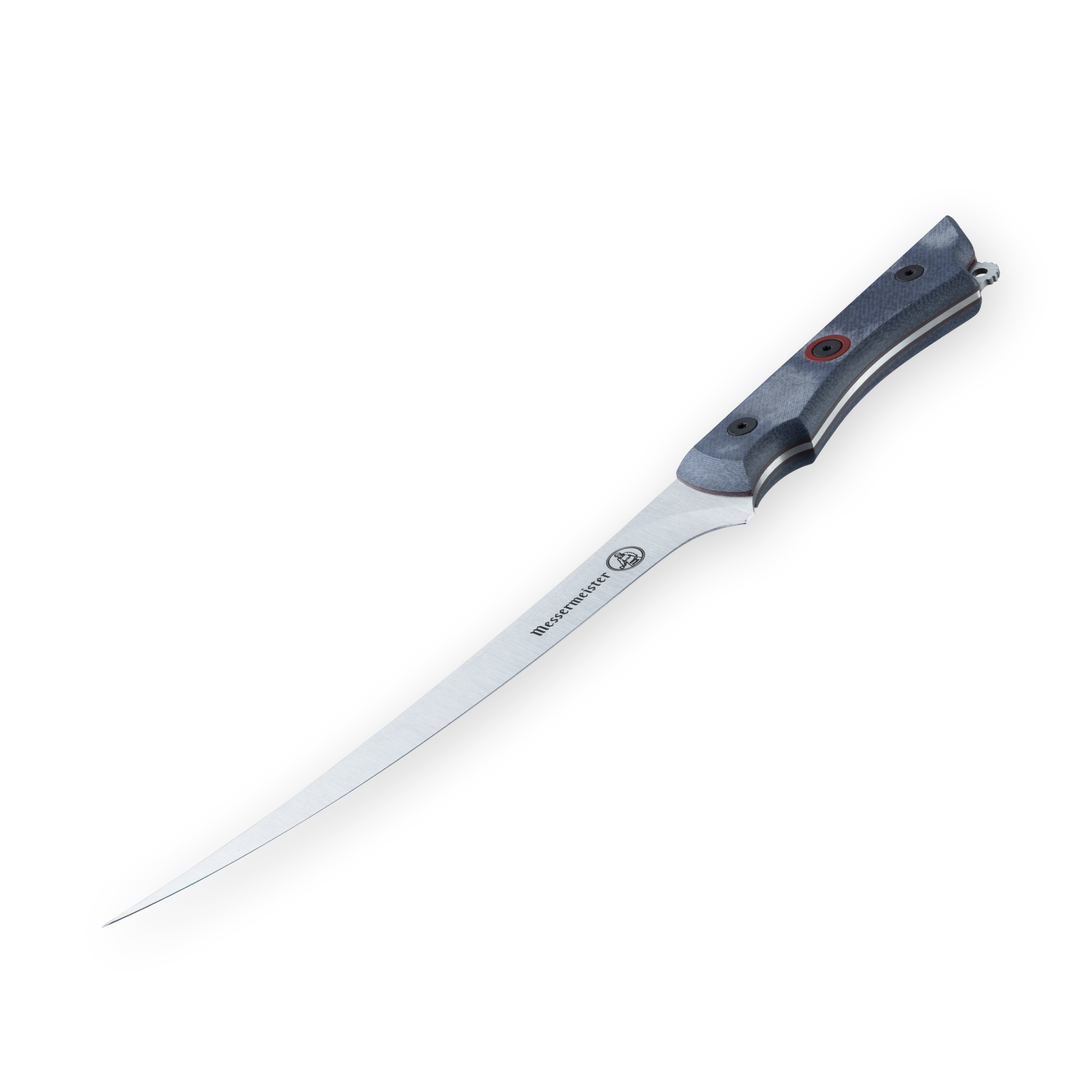 INR x Messermeister Mid-Flex Fillet Knife - 7" - Made in Italy - Denim Micarta with Red G10 Liner - Nitro-B Steel