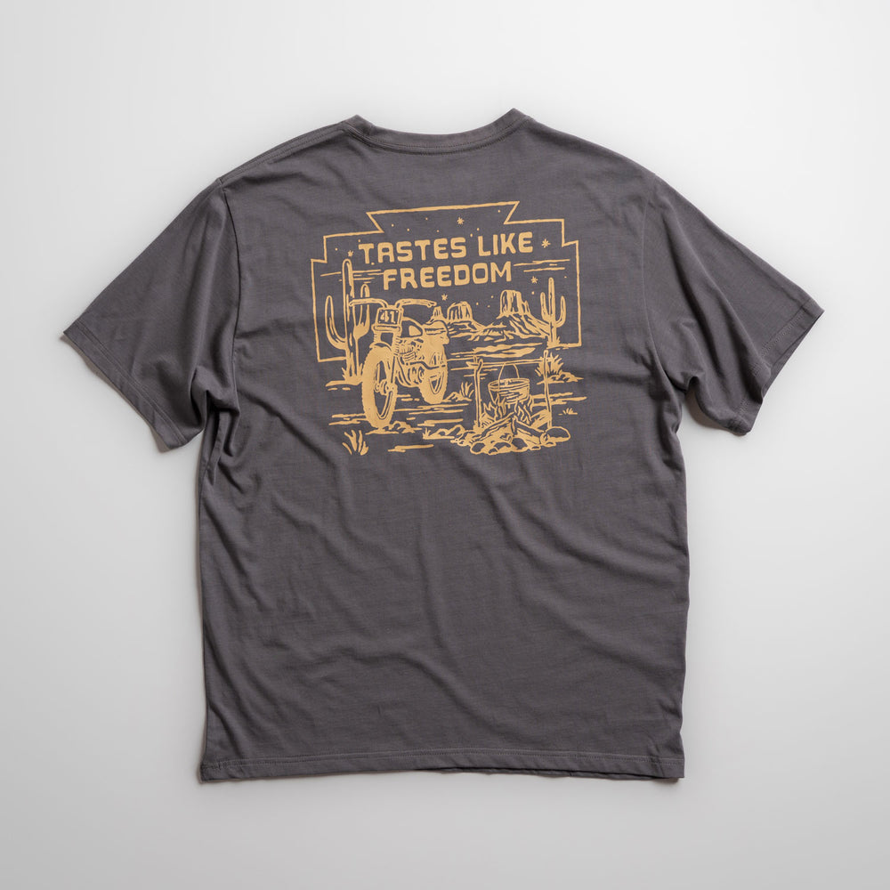 Messermeister x INR Moto Pocket Tee - 100% Cotton back of shirt on a white background