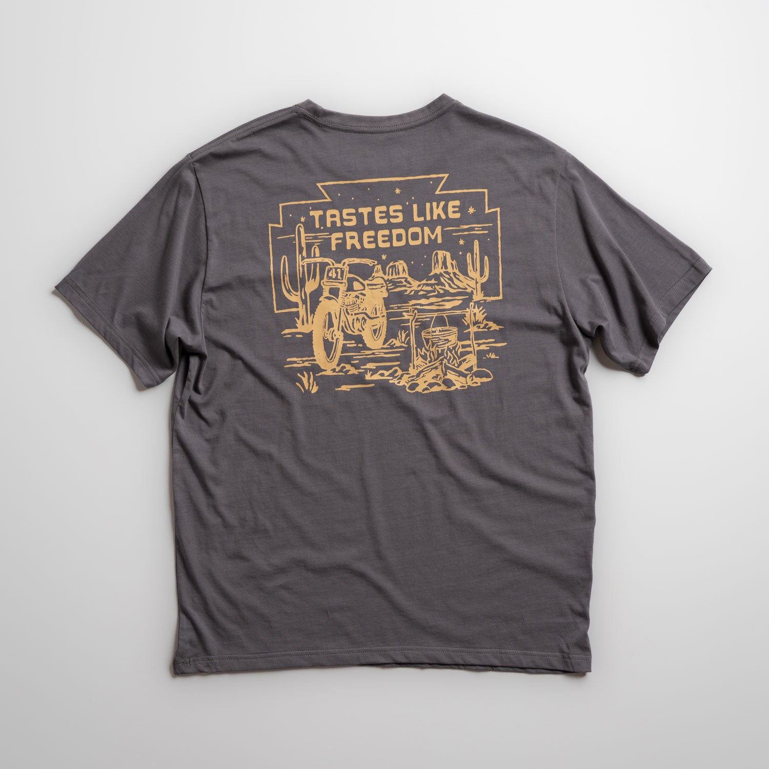 Messermeister x INR Moto Pocket Tee - 100% Cotton back of shirt on a white background