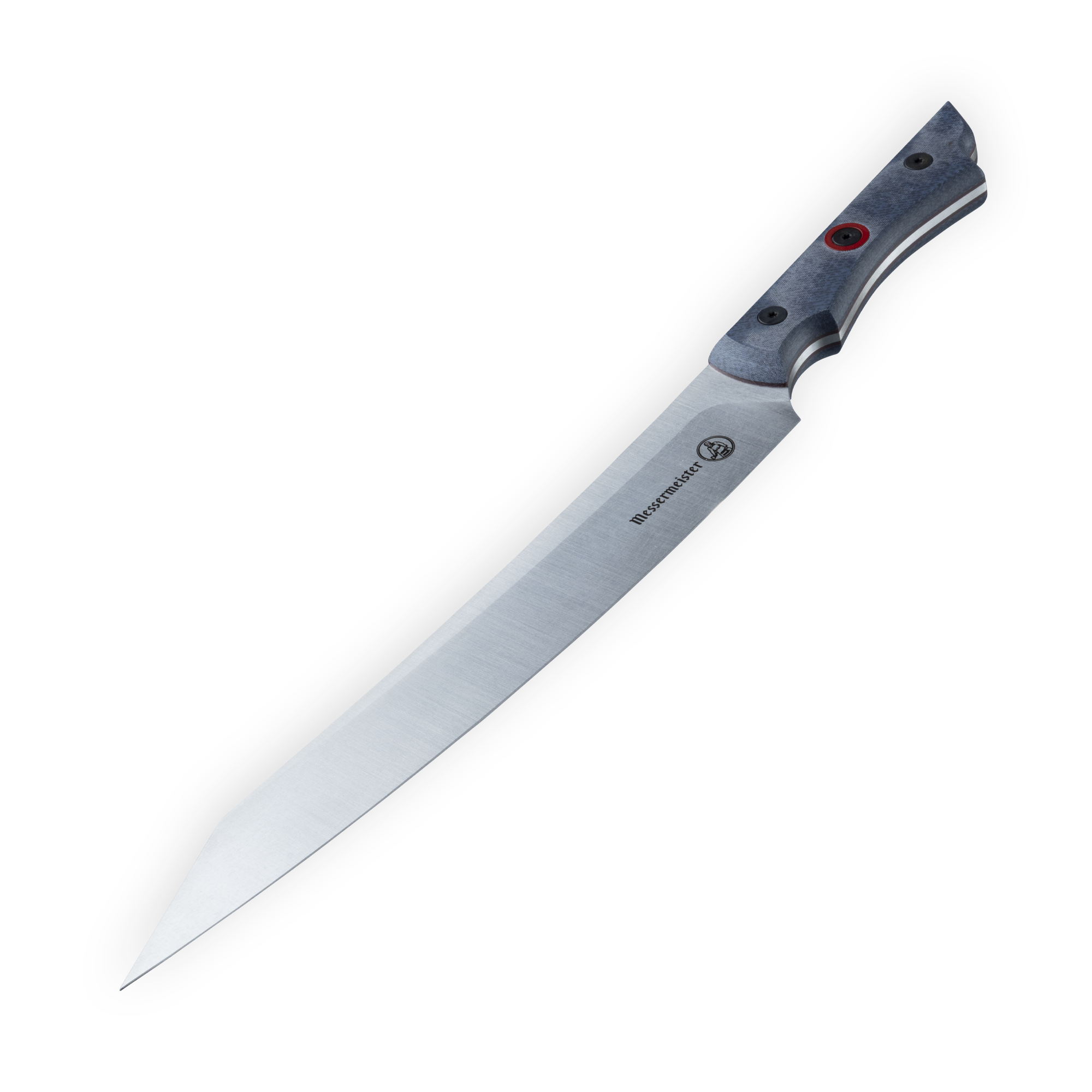 INR x Messermeister Slicer angled downward on a plain background