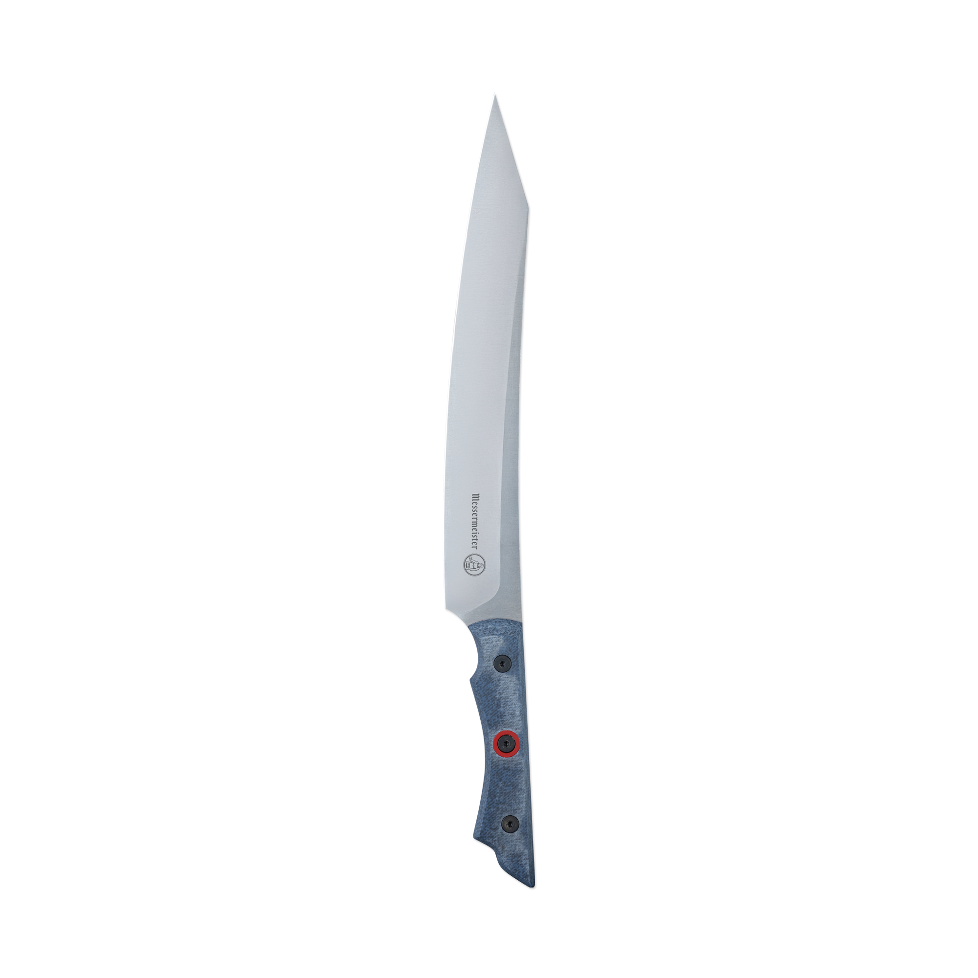 INR x Messermeister Slicer - 9" - Made in Italy - Denim Micarta with Red G10 Liner Handle -on a plain background