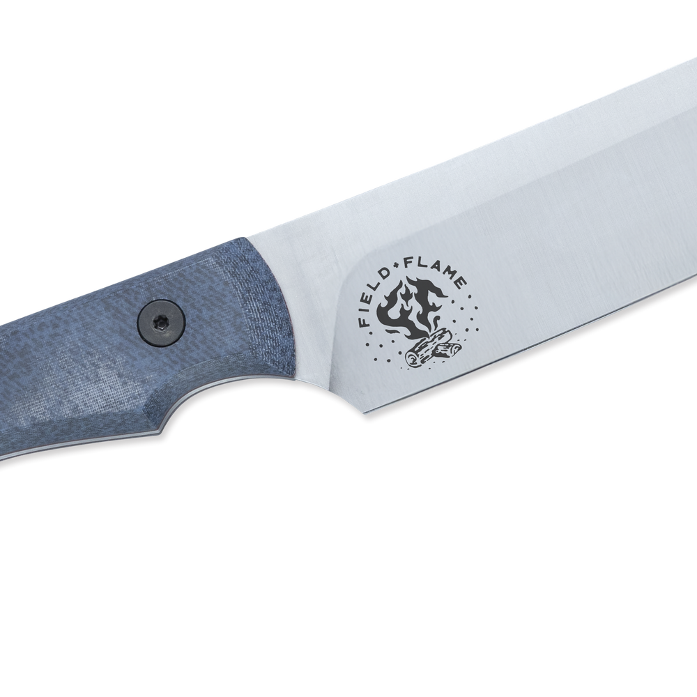 INR x Messermeister Slicer - 9" - close up on field and flame logo
