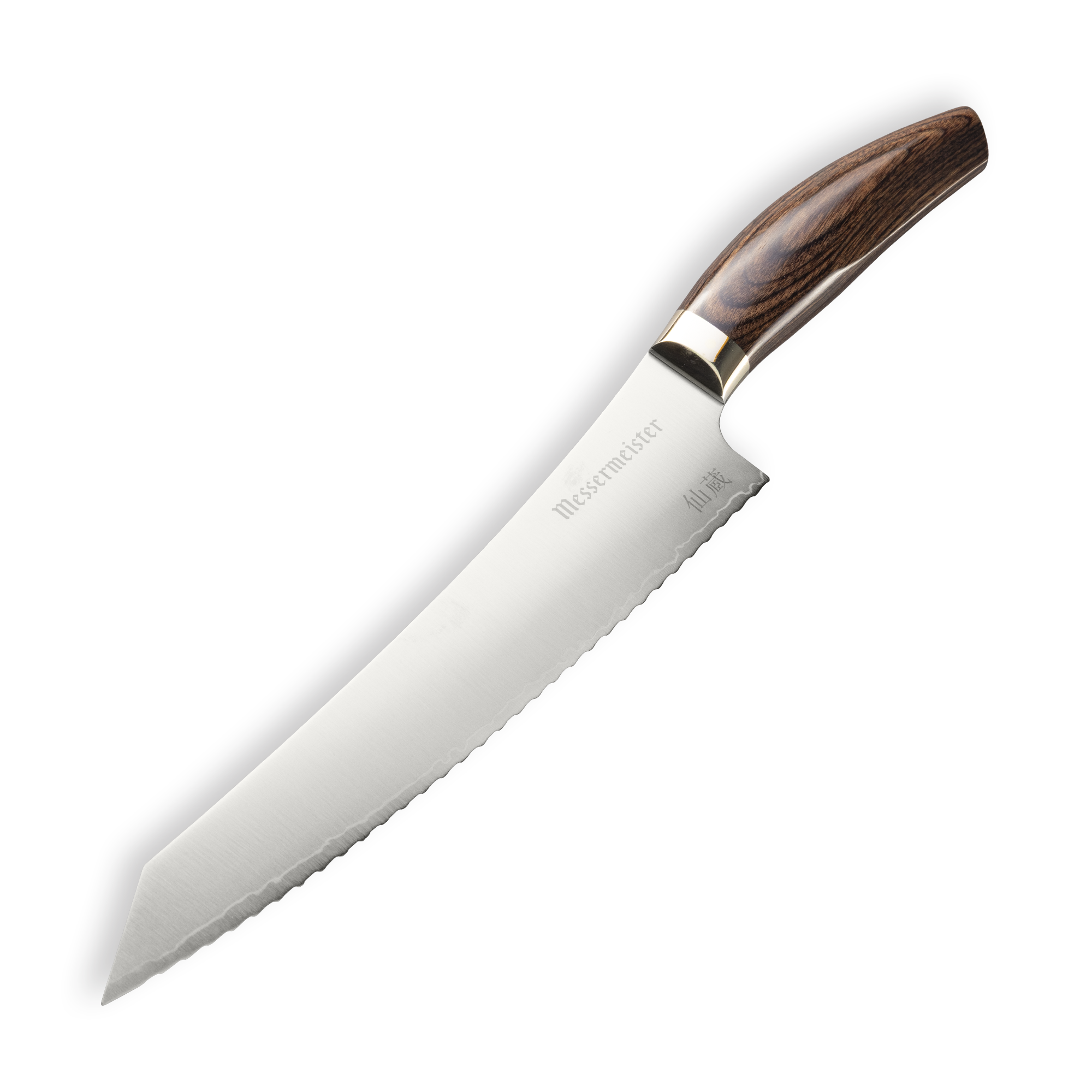 Messermeister Kawashima Serrated Slicing Bread Knife Pointed at an angle