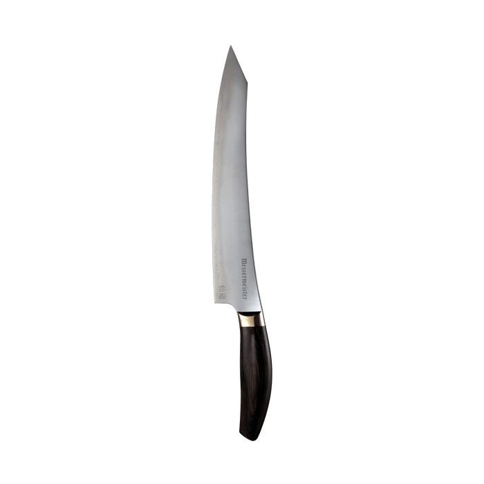 Messermeister Kawashima Slicer - 10" - Made in Japan - Walnut Pakkawood Handle - Takefu San Mai SG2 Handle