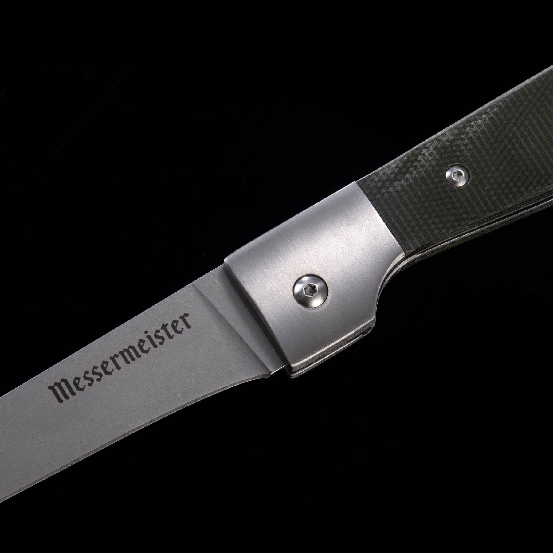 A close up view of the Linen handle on the Messermeister Adventure Chef Folding 6 inch Fillet Knife 