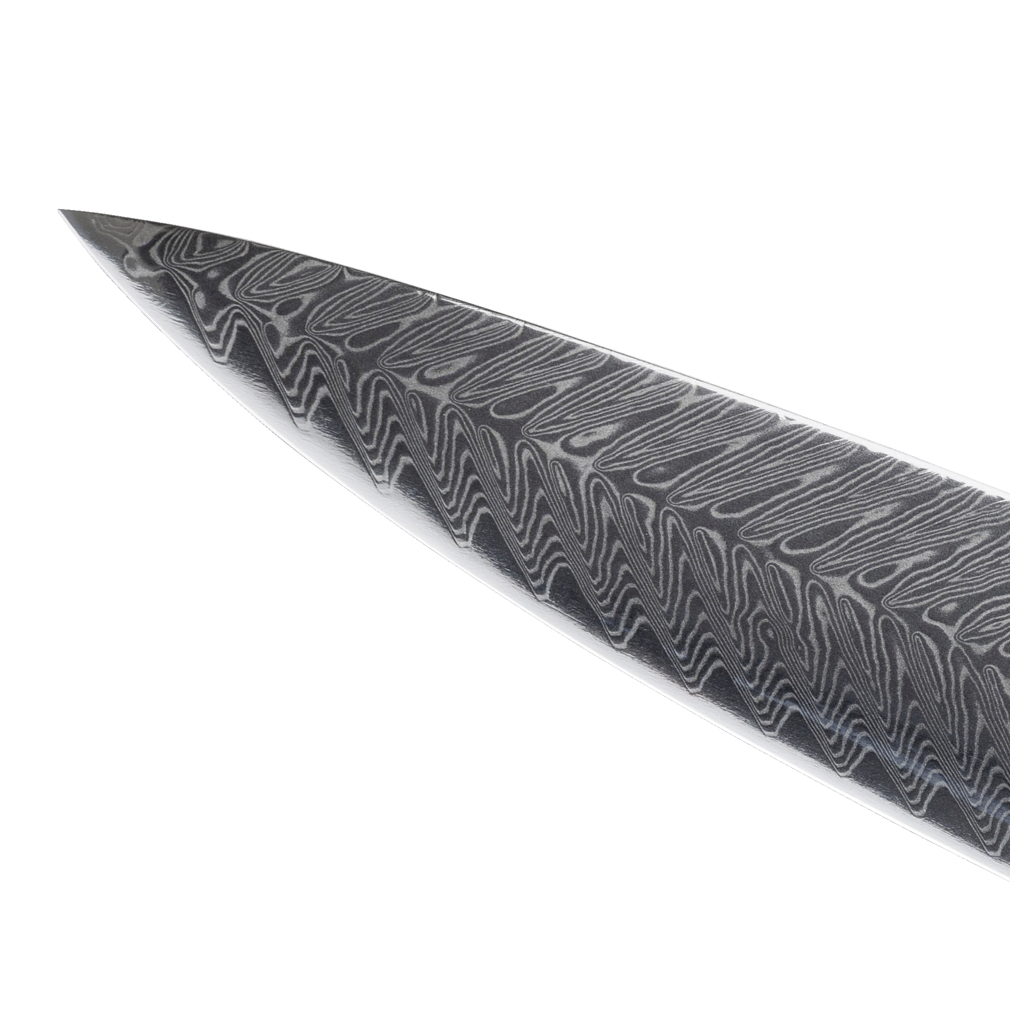 Messermeister Avanta Damascus knife close-up showing fishbone pattern steel texture