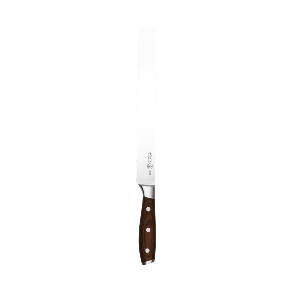 Messermeister Avanta scalloped slicer with pakkawood handle and stainless steel blade