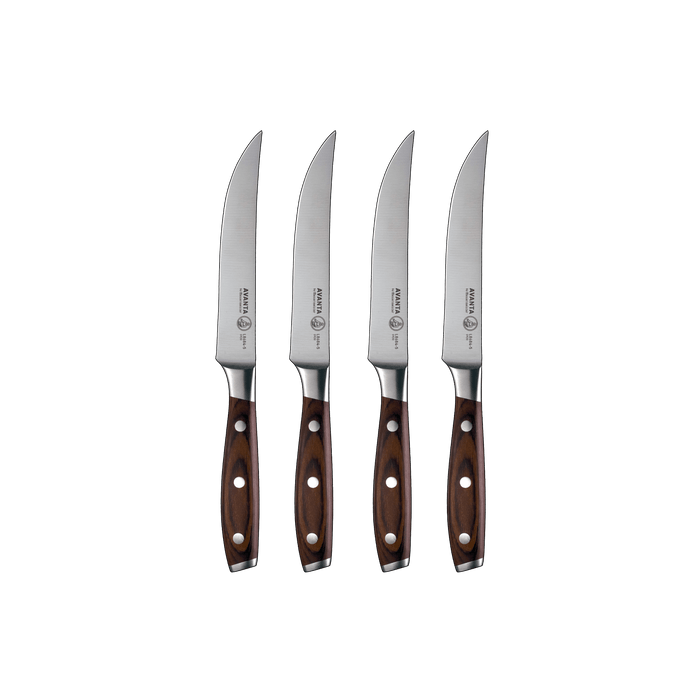 Messermeister Avanta 4-piece steak knife set with stainless steel blades and pakkawood handles