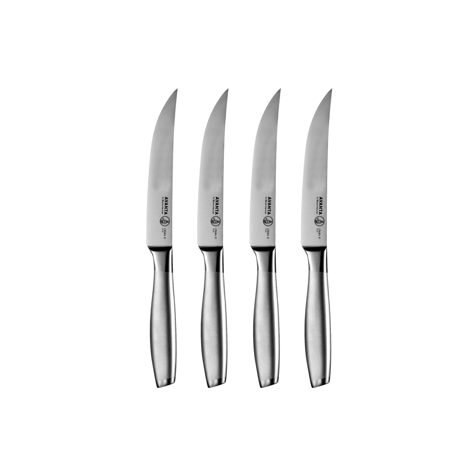 Messermeister Avanta stainless steel 4-piece steak knife set with sleek all-metal design