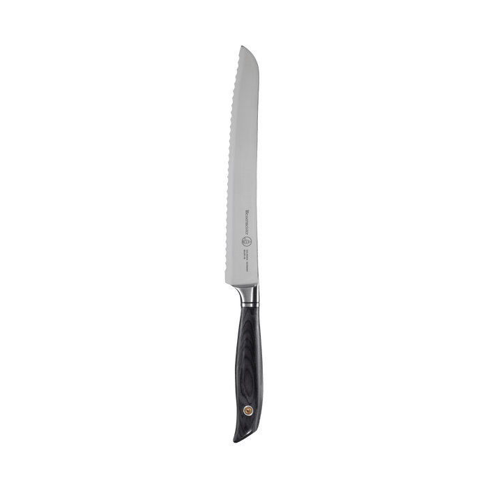 Messermeister Blacksmith Scalloped Slicing Knife 8.5 inch with stainless steel blade and ebony pakkawood handle  
