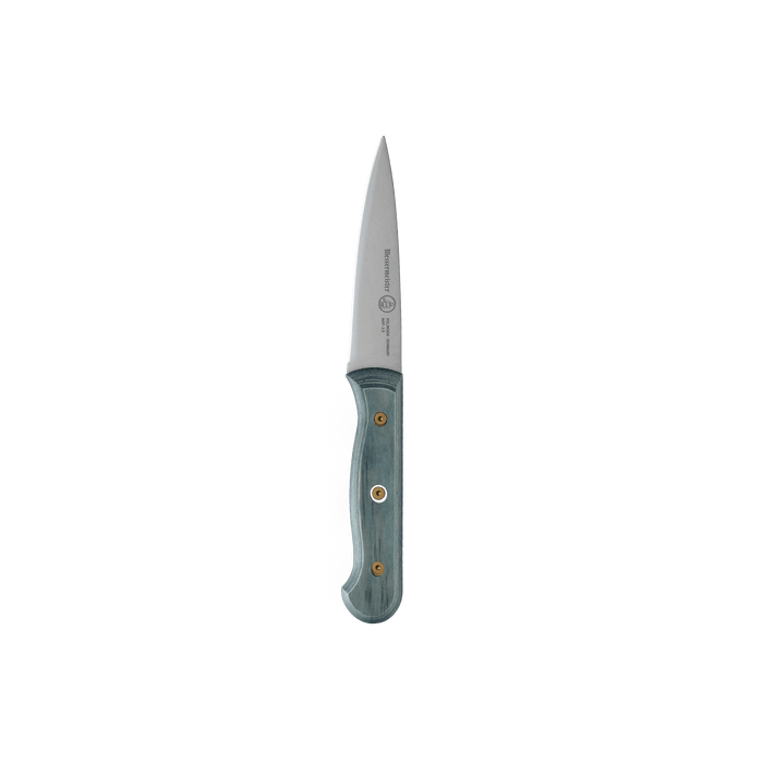 Messermeister Custom Blue 3.5-inch paring knife featuring precision stainless steel blade and blue ergonomic handle