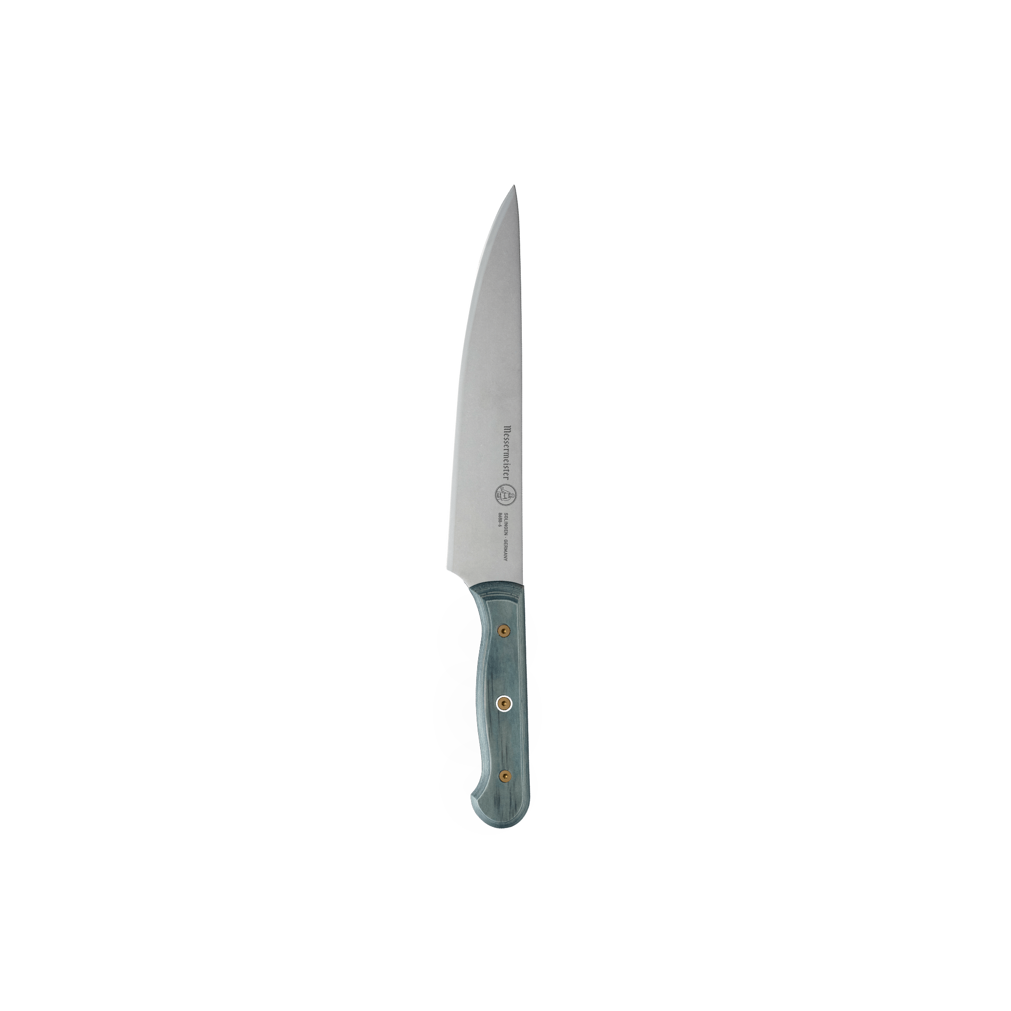 Messermeister Custom Blue 6-inch utility knife with precision stainless steel blade and textured blue ergonomic handle