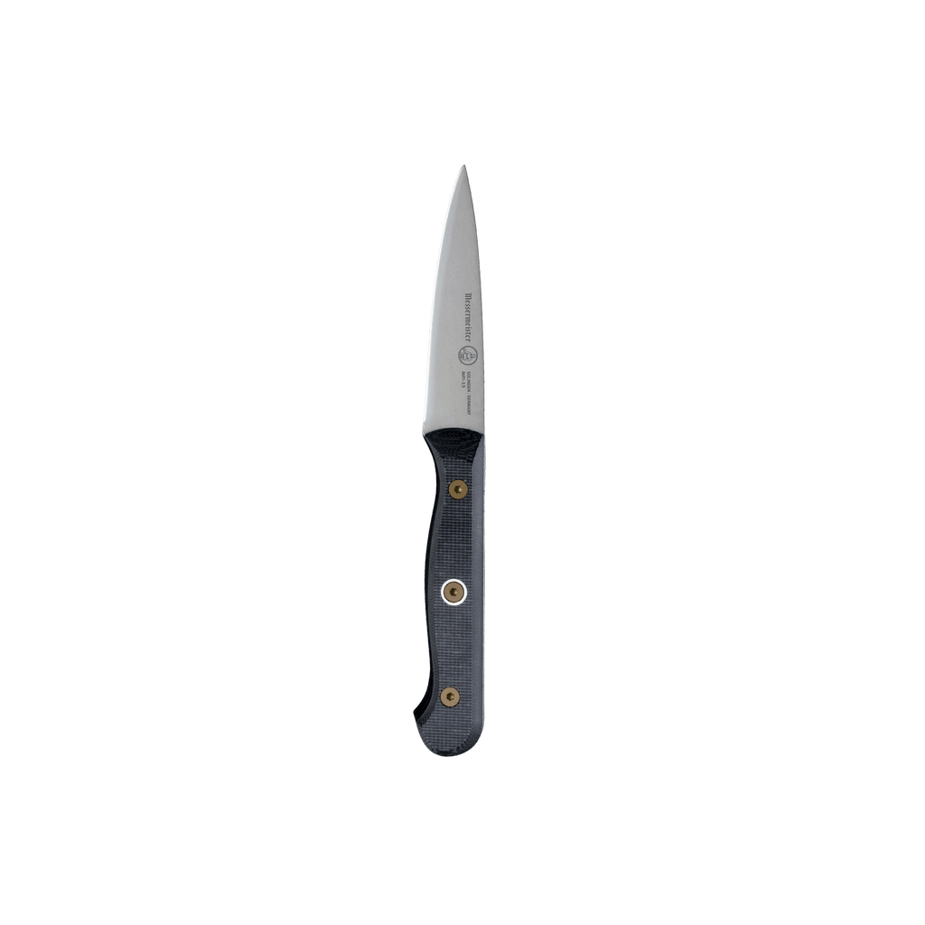 Messermeister Custom Paring Knife 3.5-inch featuring a sharp, compact blade ideal for intricate cutting and fine food preparation