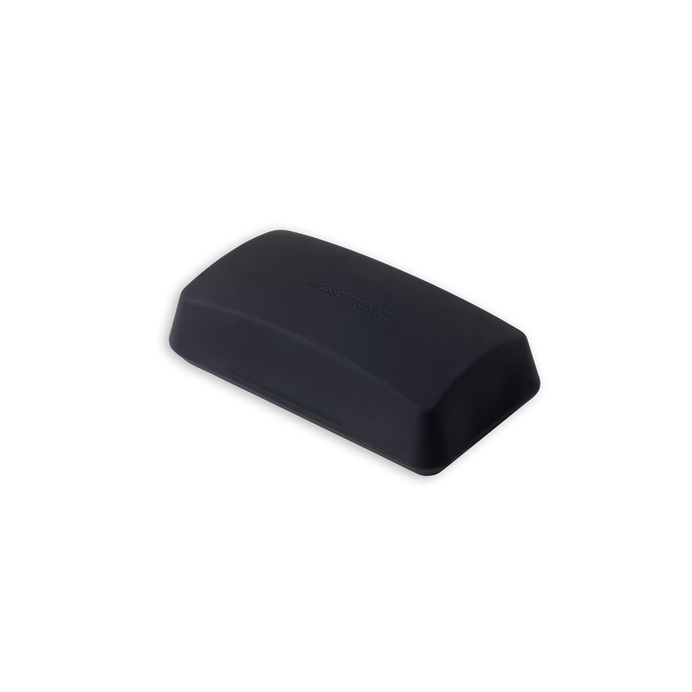 Messermeister black rectangular Diamond Stone Flattener with rounded edges, slightly curved on top.