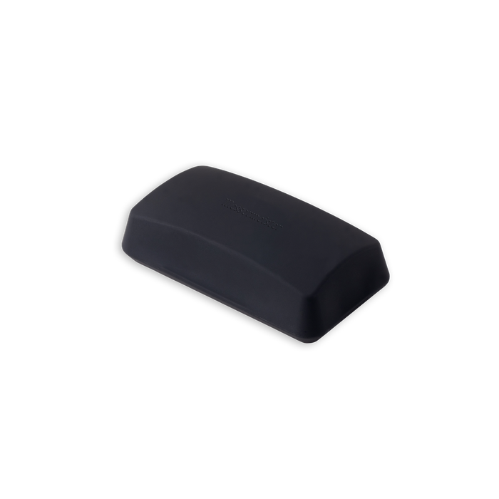 Messermeister black rectangular Diamond Stone Flattener with rounded edges, slightly curved on top.