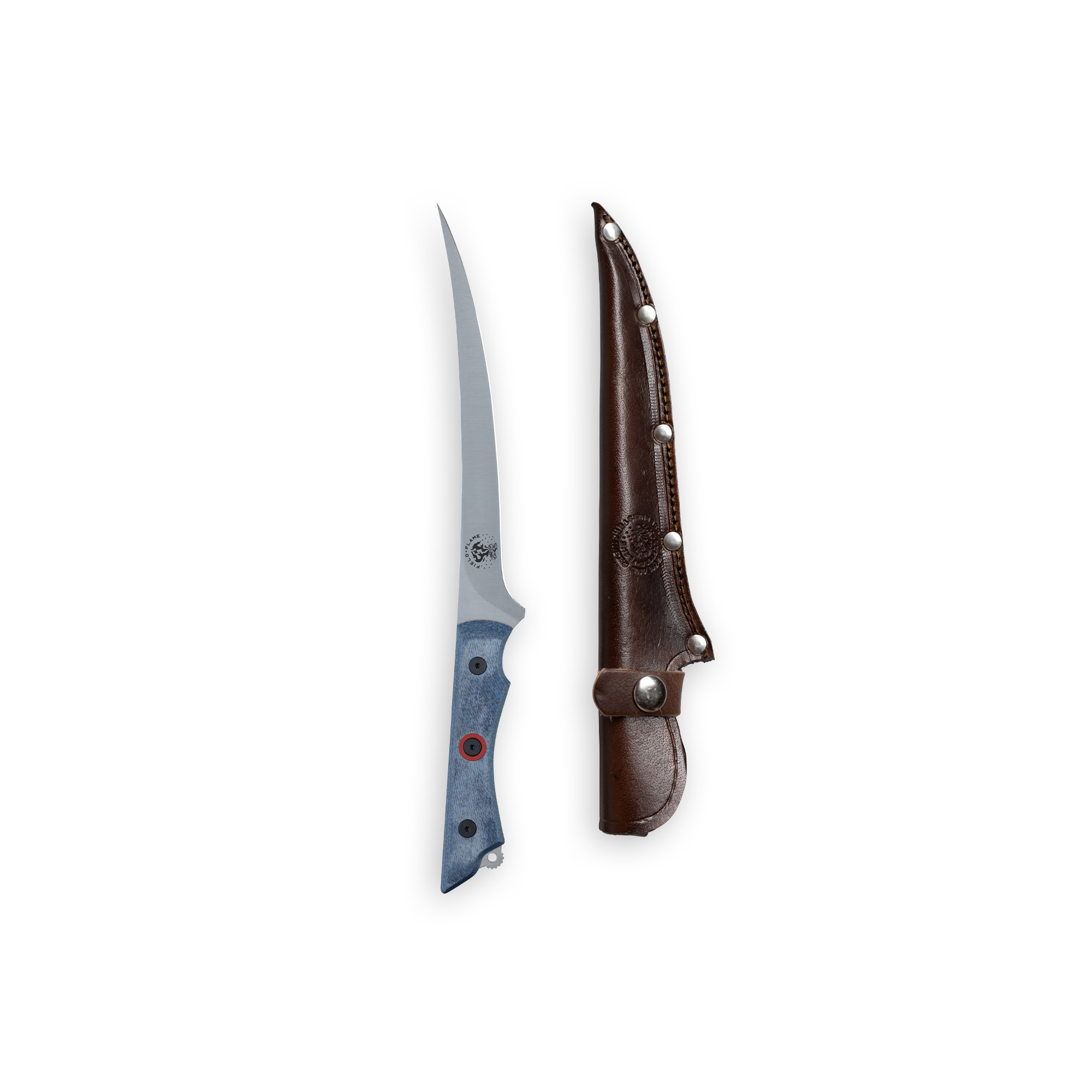 INR x Messermeister 7 inch Mid Flex Fillet Knife with Denim Micarta handle with Red G10 Liner 