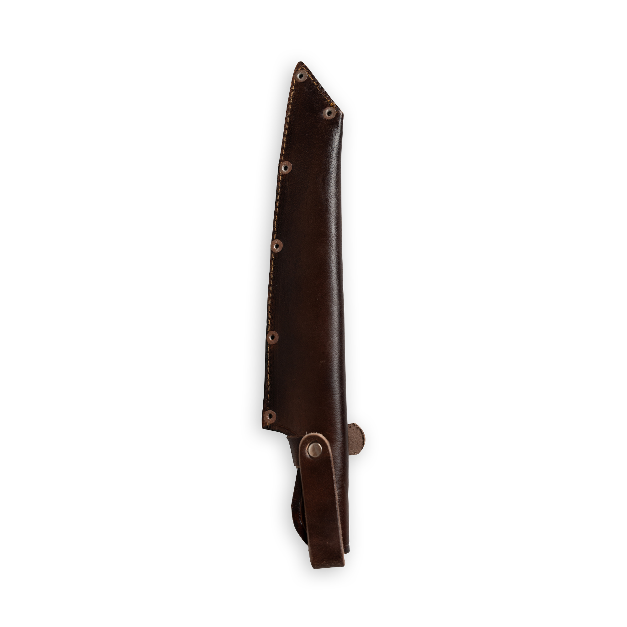 INR x Messermeister Slicer 9 inch leather sheath on a plain background