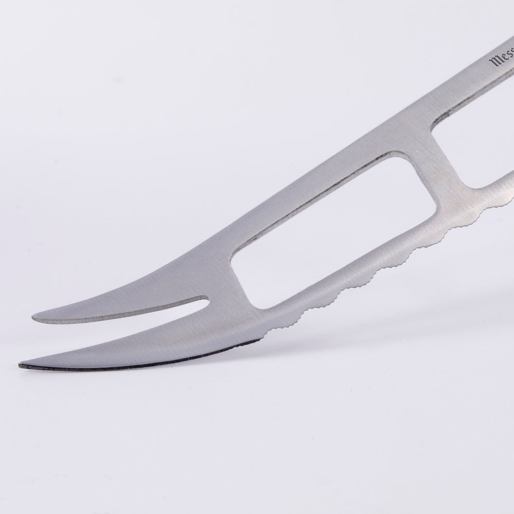 Meridian Elite Cheese and Tomato Knife up close view of the Fork Tip on a white background
