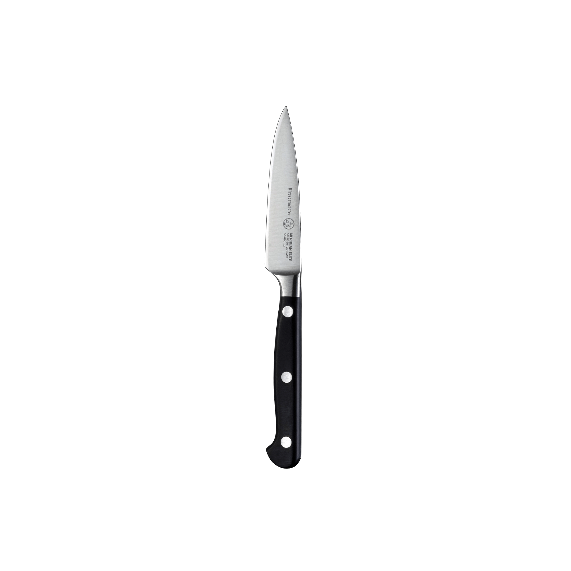 Meridian Elite 3.5 inch Paring knife with steel blade and triple rivet black handle 