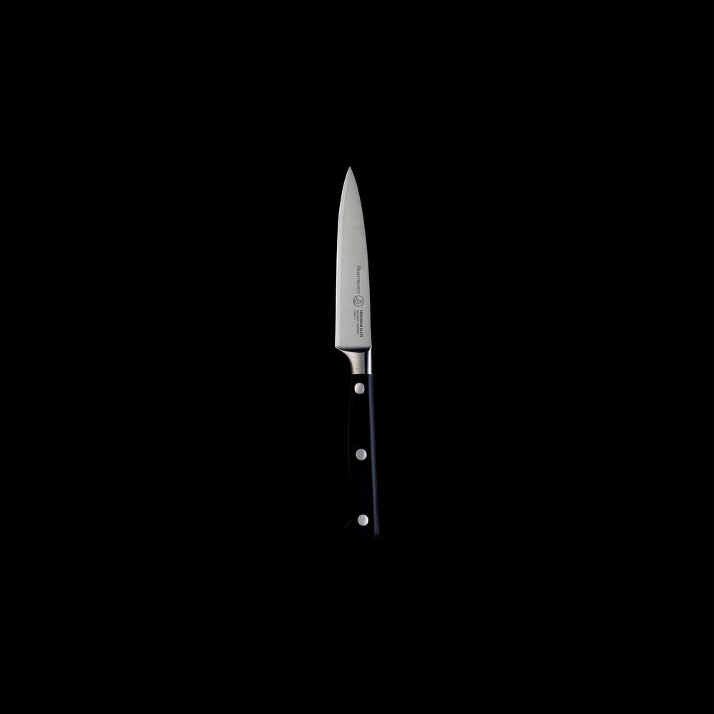 Messermeister Meridian Elite Spear Point Paring Knife with triple rivet black handle 