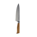 The Oliva Elite 8 inch Chef's knife with olive wood handle and stainless steel blade