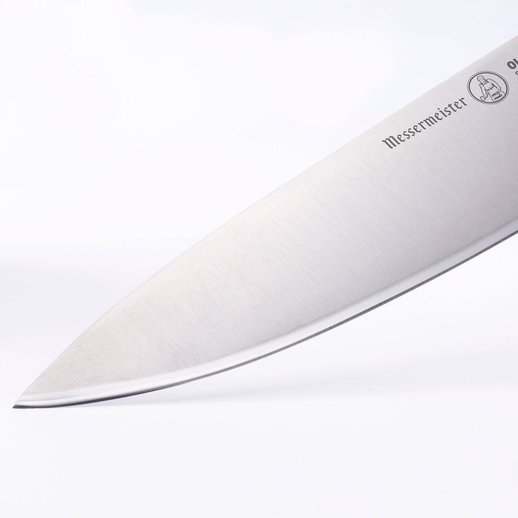 Close up of the Oliva Elite 9 inch Chef's knife tip