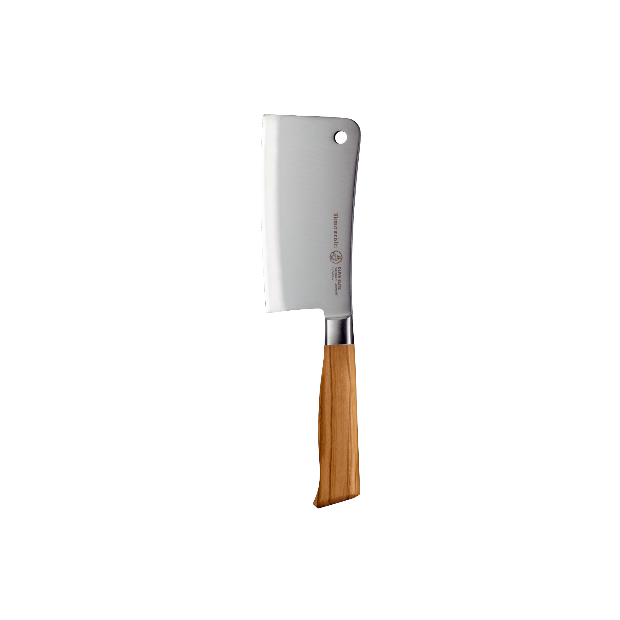 The Oliva Elite 6 inch heavy cleaver with olive wood handle and a silver stainless steel blade