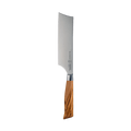 The Oliva Elite 6.5 inch Nakiri knife with olive wood handle and stainless steel blade